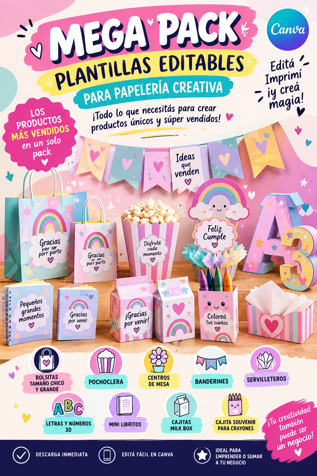 Mega Pack Moldes Papeleria Creativa (editables en canva)