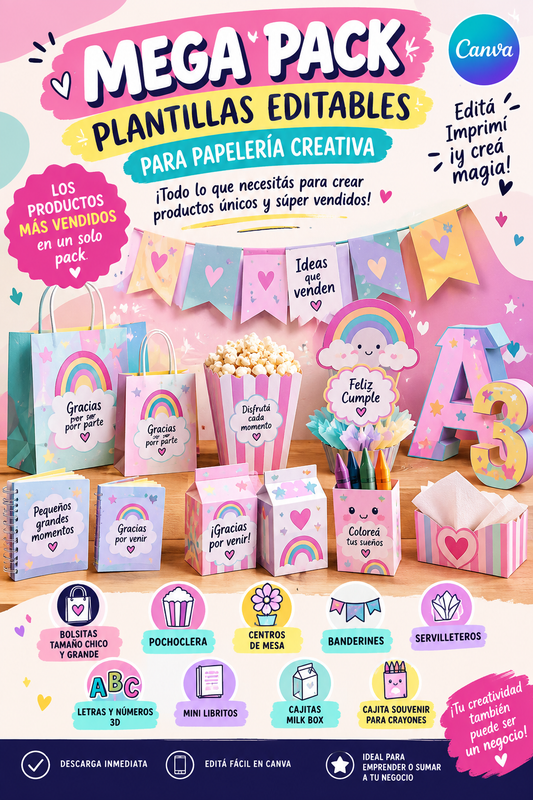 Mega Pack Moldes Papeleria Creativa (editables en canva)